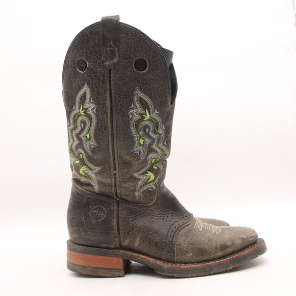 Double H Square Toe Work Boot DH965 Men's Size 8 M Dark Green Leather Pull On - Picture 1 of 10